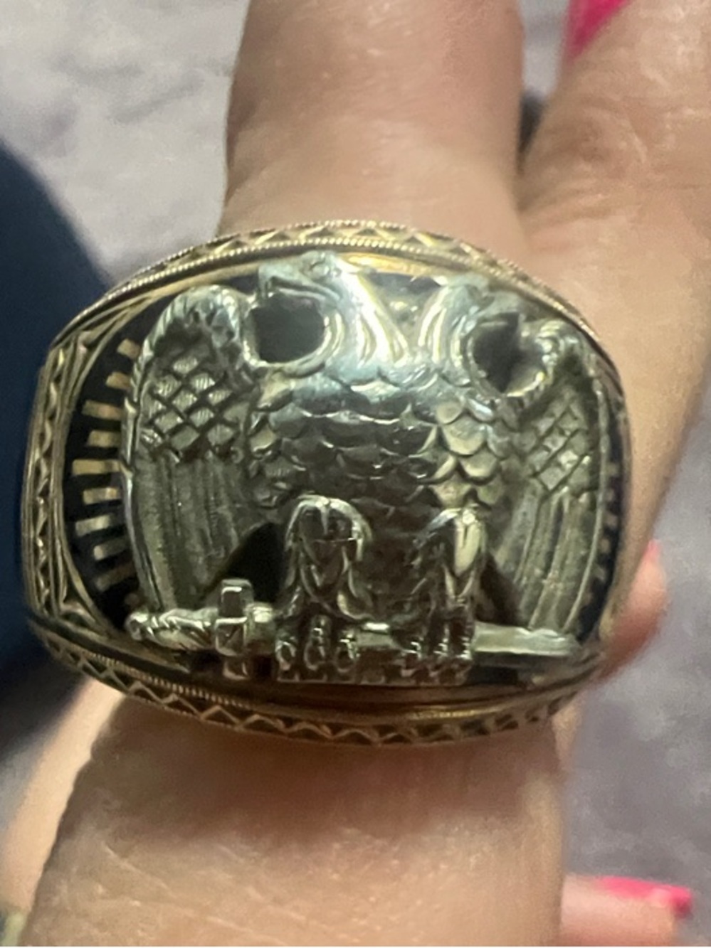 10k gold Intricate Two-Tone Dragon Motif Statement Ring